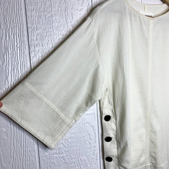 MARA HOFFMAN "Frankie" Cream Woven Boxy Blouse - Picture 5 of 11